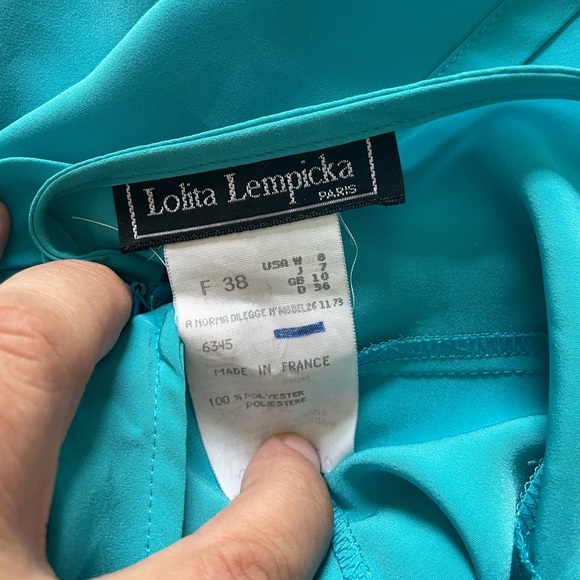 🇫🇷 Vintage Lolita Lempicka Turquoise Wrap-Around Backless Short Romper, Size 8 - Picture 10 of 16
